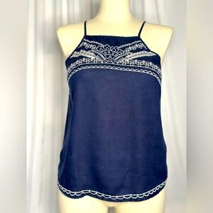 Gap No Routine Navy Embroidered Spaghetti Top (686)